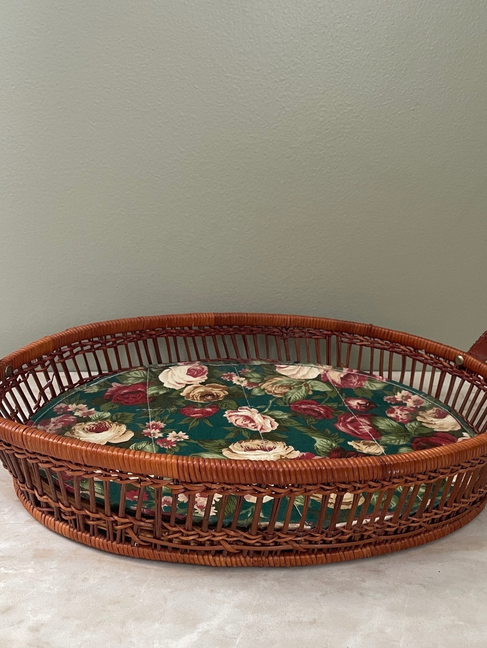Vintage Wicker Basket with Floral Cushion | Cottagecore